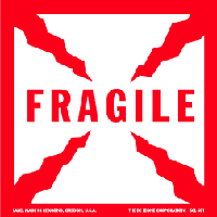 Fragile Labels - Fragile Label 8" x 8" (meets military standard) 500/roll